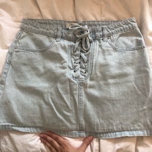 Forever21 Lightwash Jean Skirt (lace up front)